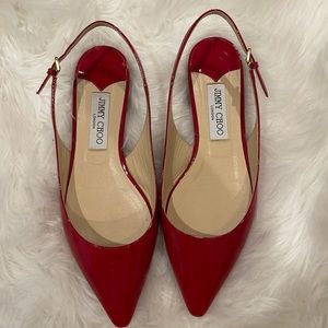 Red Jimmy Choo pointed toe flats